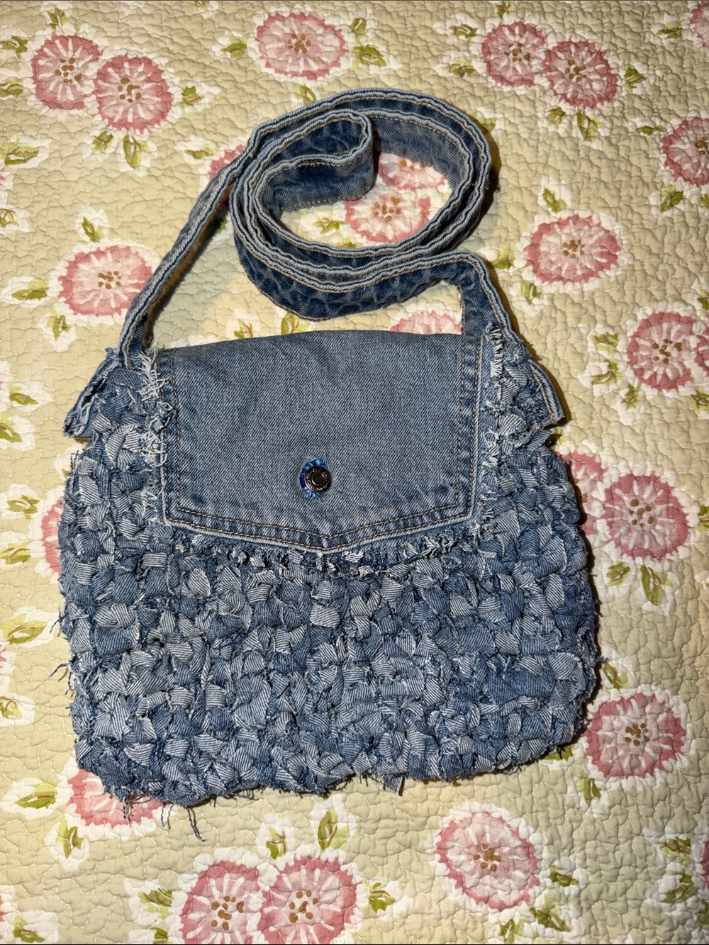 Hand made Denim Blue Woven Crossbody Bag - Women